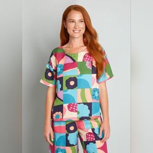 NWT Princess Highway Colourful Linen Blend Top